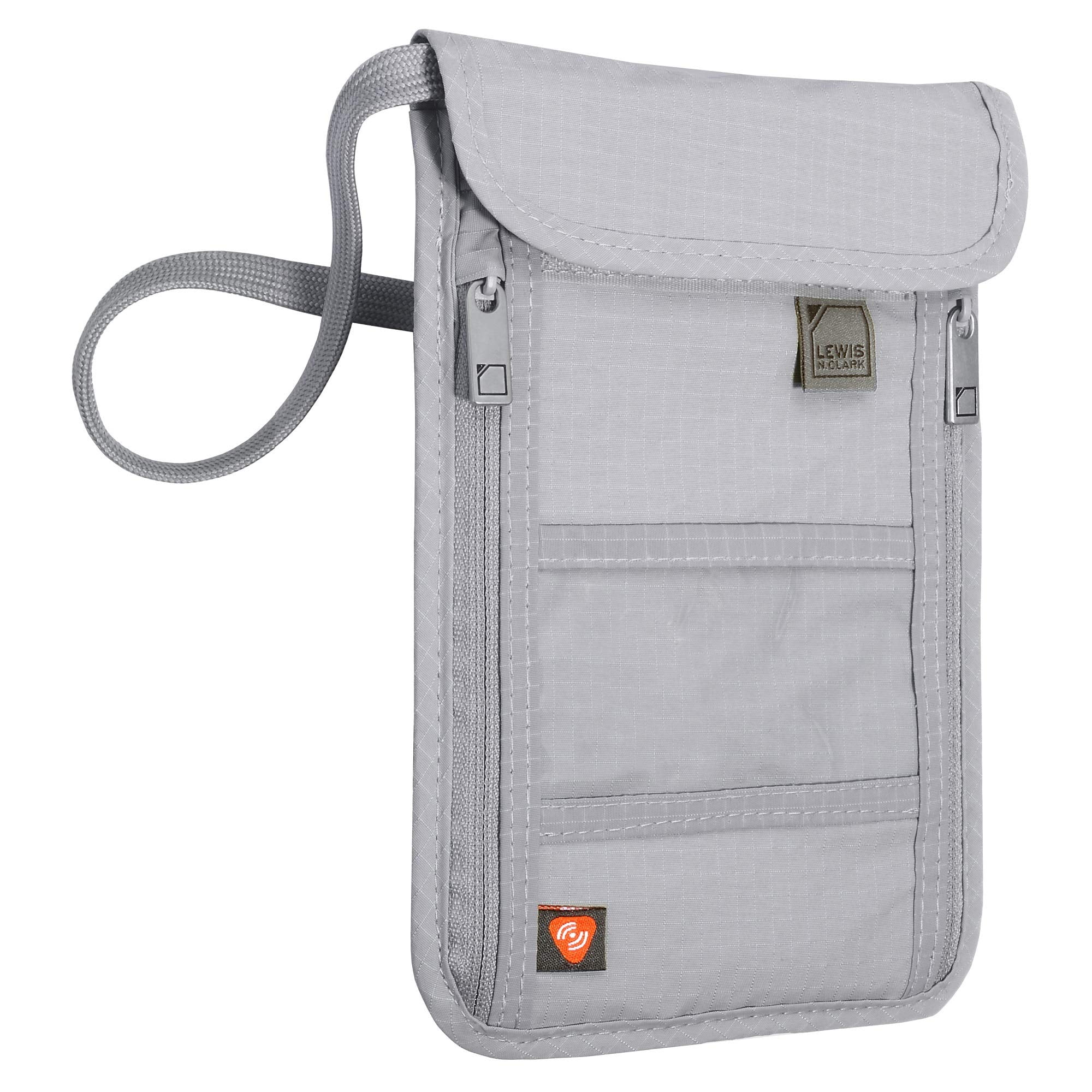 Cartera Con Cuello Lewis N. Clark Con Bloqueo Rfid, Gris