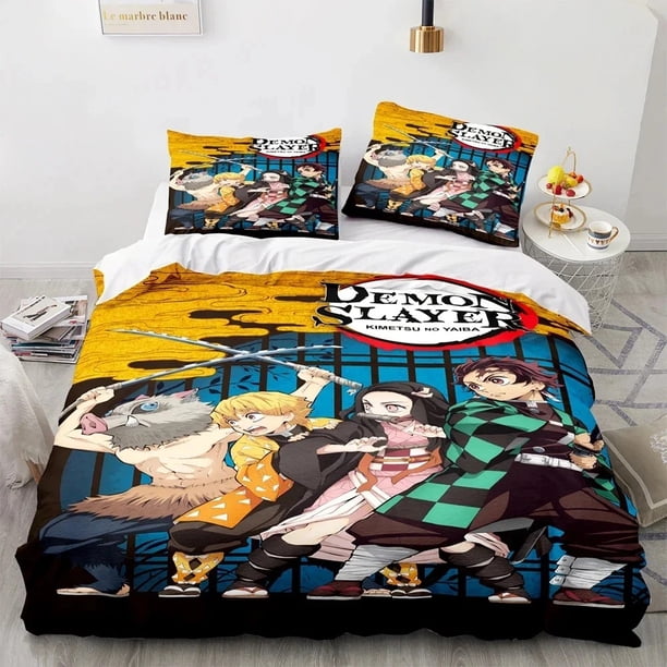 Demon Slayer Kamado Tanjirou Bedding Set Duvet Cover Bed Set Quilt Cover Pillowcase Comforter Size Boys Adult s Bed Sheets