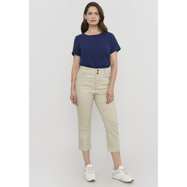 Pantalón Mujer Capri Gabardina Ecru Corona