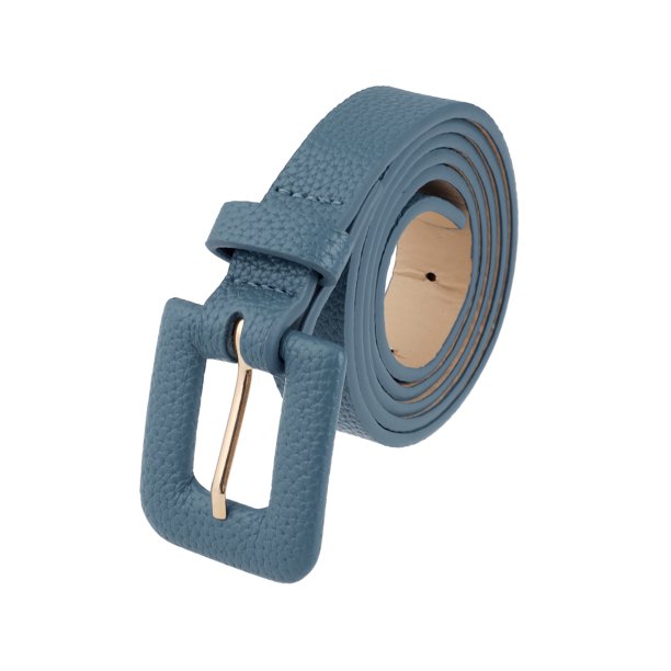 INSPIRE CHIC Cinturones Texturizados de 0.8" de Ancho para Mujeres, Cinturón de Cintura de Cuero Sintético de Moda Casual para Jeans, Pantalones, Vestidos 44.1x0.8"(LxW) Azul Bondi