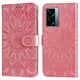 thumbnail image 1 of Funda tipo cartera FOXDOCK para OPPO A77 5G , diseño girasol en relieve, cuero PU, cierre magnético, soporte y tarjetero, 1 of 5