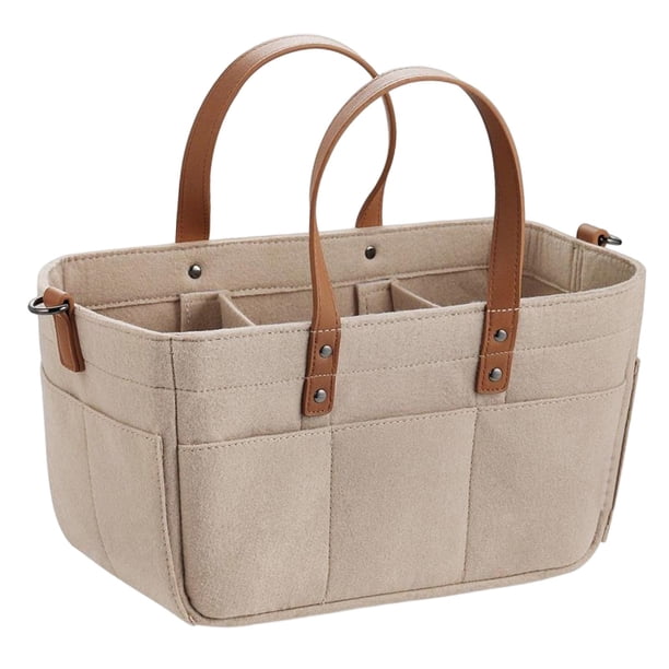 Bolsa de pañales de tela de fieltro, calcetines, bolsa de almacenamiento de ropa, bolsa de viaje ligera para pañales de bebé, organizador de productos , Khaki Caqui