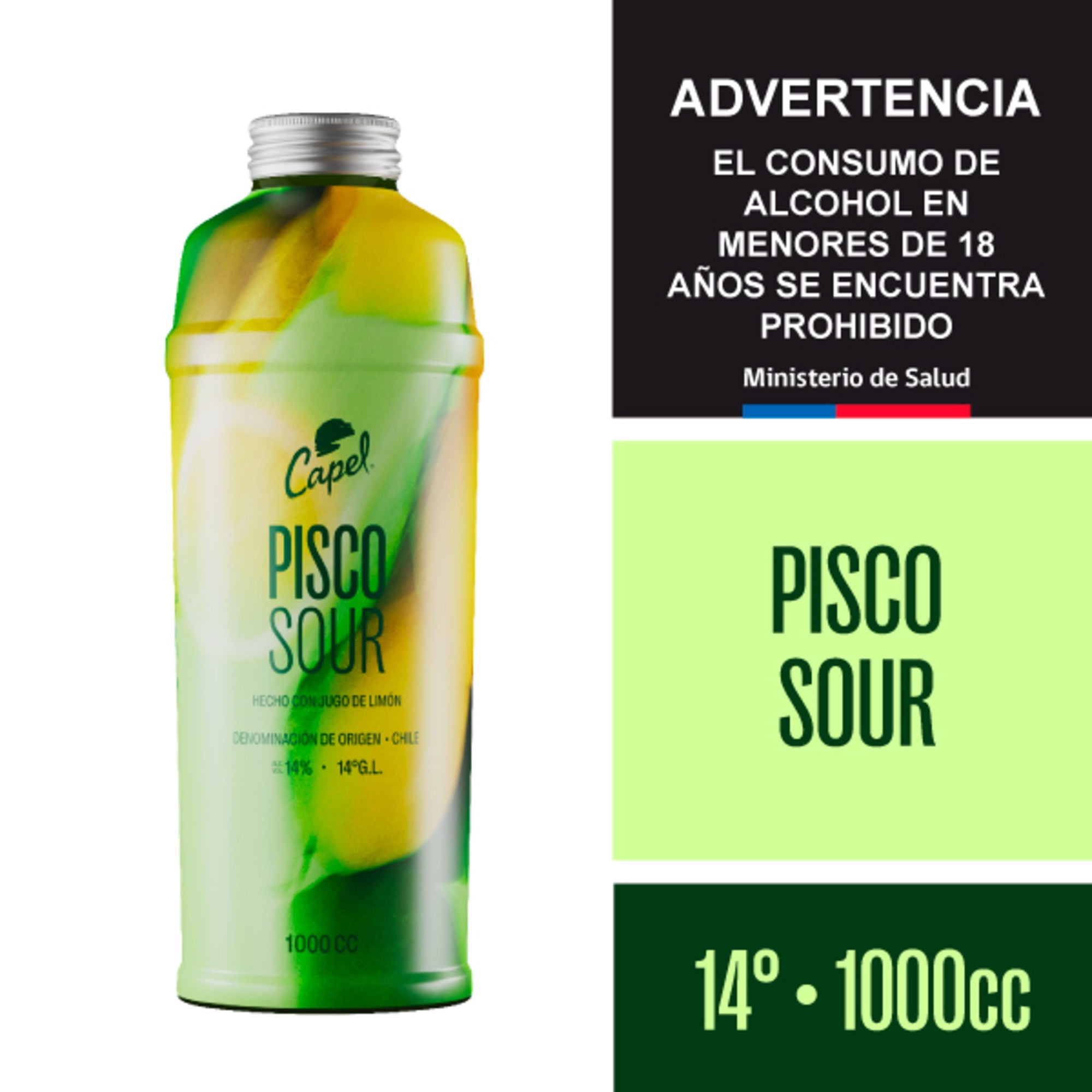 Cóctel Pisco Sour 14° Botella 1 L Capel