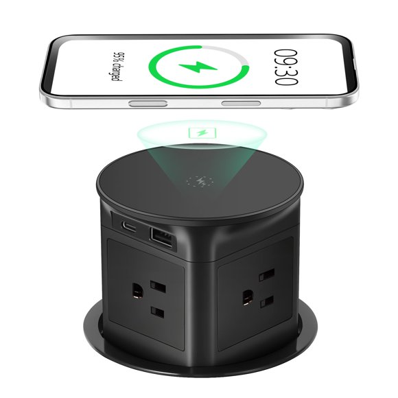 Enchufe emergente TIANDIGP 9,8 cm con cargador inalámbrico de 15 W