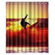 thumbnail image 1 of Cortina de ducha con diseño de olas al atardecer y ganchos, tamaño 60 x 72 pulgadas, 1 of 3