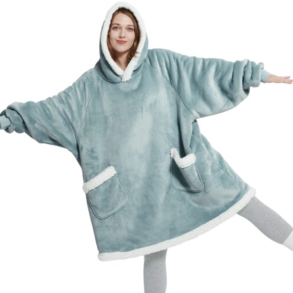 Wearable Blanket Bedsure Sudadera Con Capucha Sherpa Color Verde Claro