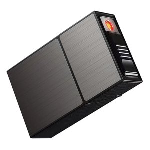 Genérica - Cigarrera Porta Cigarro Con Encendedor Electronico Usb Negro