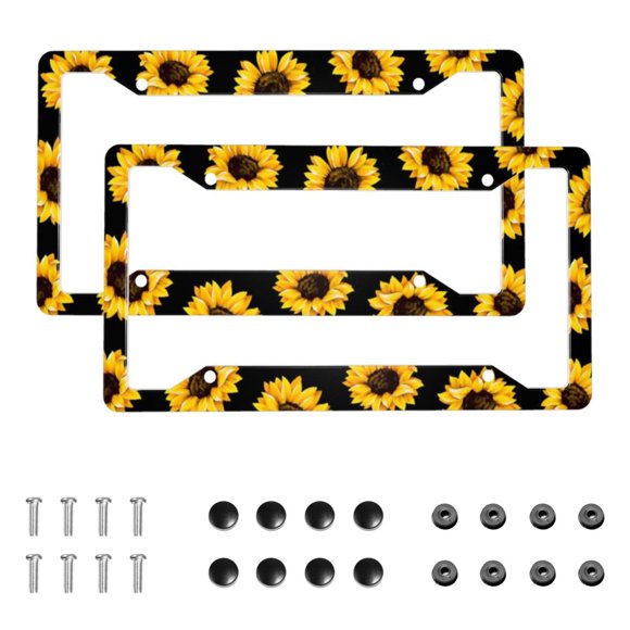 Marco para placa de matrícula Qilerongrong 31 × 16 cm Girasol - Pack de 2