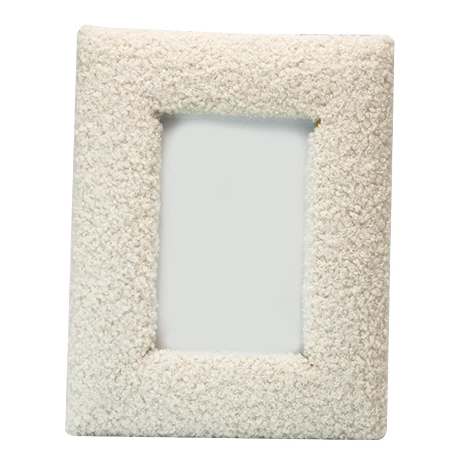 Magideal - Marco De Fotos De Escritorio, Marco De Fotos Para Colgar En La Pared, Soporte De Fotos De Madera Y Felpa, Marco De Fotos Decorativo Para Estantería De Blanco