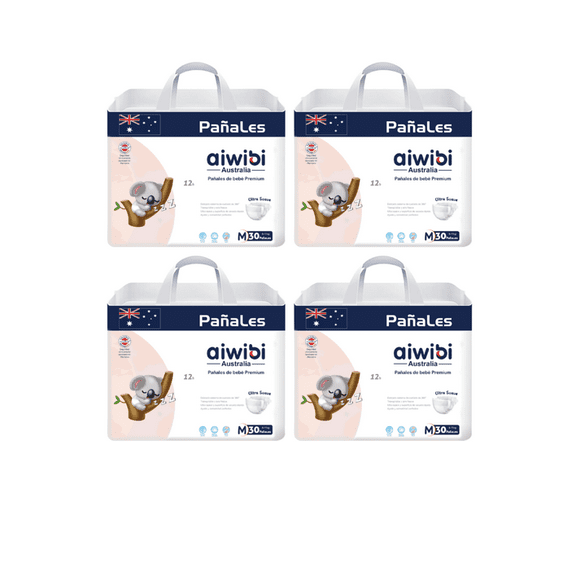Pack 4 Pañales Aiwibi Premium Talla M