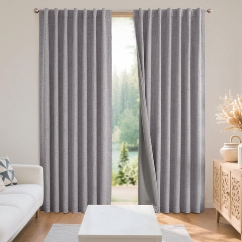 Aura Zeus - Cortina 100% Blackout 2 Paños 220X140 Lino Termica Roller Az Gris Gris
