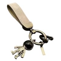 Magideal - Llavero De Cuero Pu, Decoración Con Clip Para Llavero, Aleación De Zinc Resistente Elegante Con Anillo En D Antipérdida, Colgante De Correa De Llavero Gris