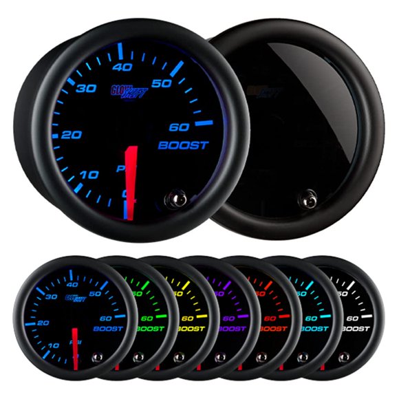 Manómetro de Impulso GlowShift 52 mm 60 PSI Kit de 7 colores
