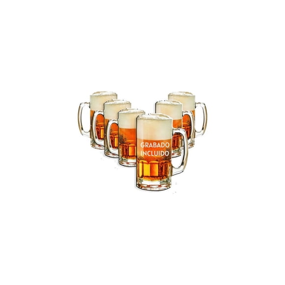 Pack 6 Vasos Shoperos Bavaria 564 Ml + Grabado Láser Transparente
