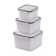 thumbnail image 4 of de 3 contenedores de comida apilables con tapa, fiambreras, escurridor extraíble sin BPA, contenedores para preparación de comidas, contenedores Cuadrado, 4 of 5