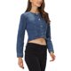 thumbnail image 4 of INSPIRE CHIC Chaquetas de Mezclilla para Mujer Sin Cuello de Manga Larga con Botones Chaqueta Corta de Jean S Azul, 4 of 6