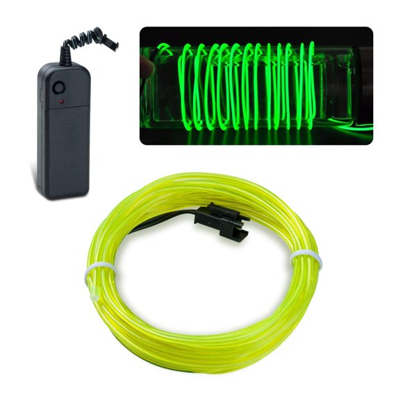 Luz electroluminiscente El Wire de 9 pies con paquete de baterías verde