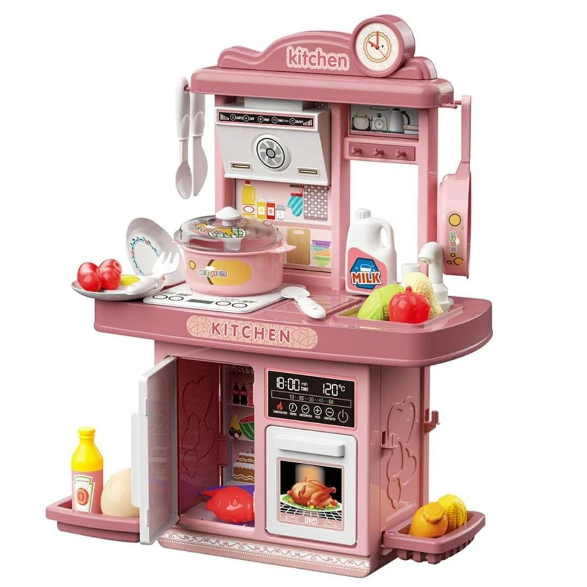 Maravillas Valdivia - Cocina De Juguete 25 Accesorios Luces Y Sonido Rosada
