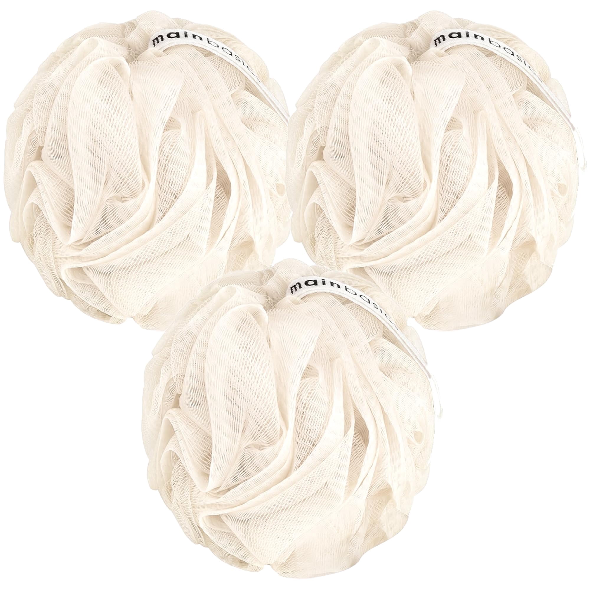 Mainbasics - Juego De 3 Estropajos Para Baño, Ducha, Esponja, Puf