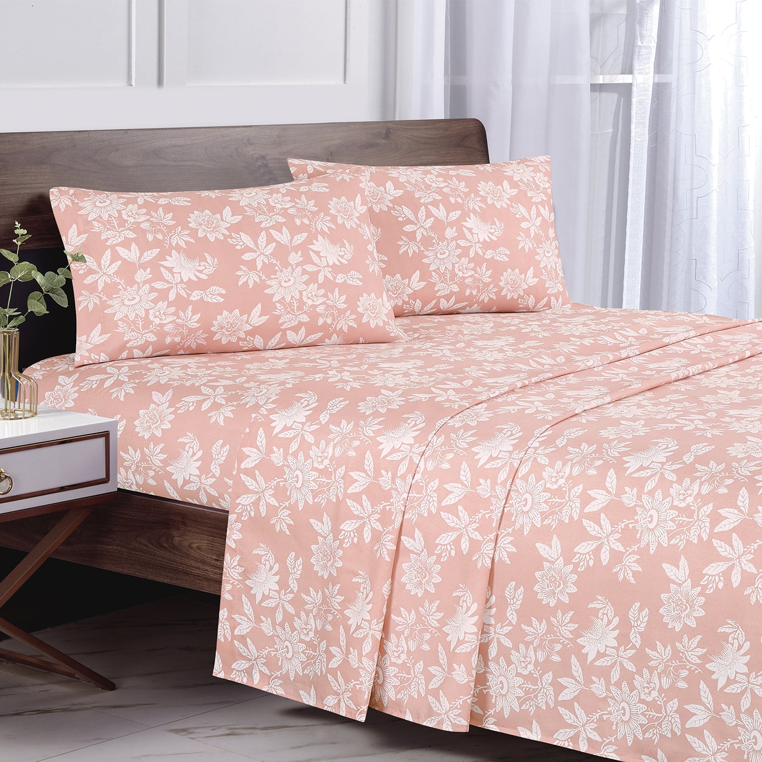 Sabanas Andes Microfibra Estampada Flor Rosa