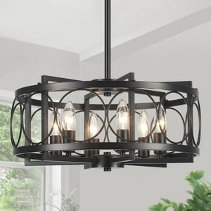 Lámpara Zlnidjia De 45 Cm, Color Negro, 6 Luces, Estilo Industrial