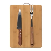 Cook In - Set Parrillero Tabla + Cuchillo Y Trincho Asado Parrilla Color Café