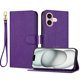 thumbnail image 1 of Funda Cartera para iPhone 16 Tarjetero Soporte Magnético y Correa Morado, 1 of 5