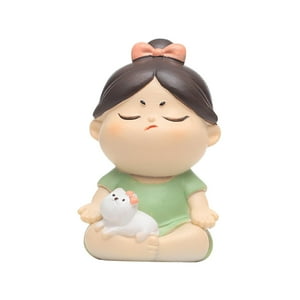 Genérico - Figuritas De Resina Escultura Casa Ventana Escritorio Coche Dormitorio Linda Chica Estatua Con Gato