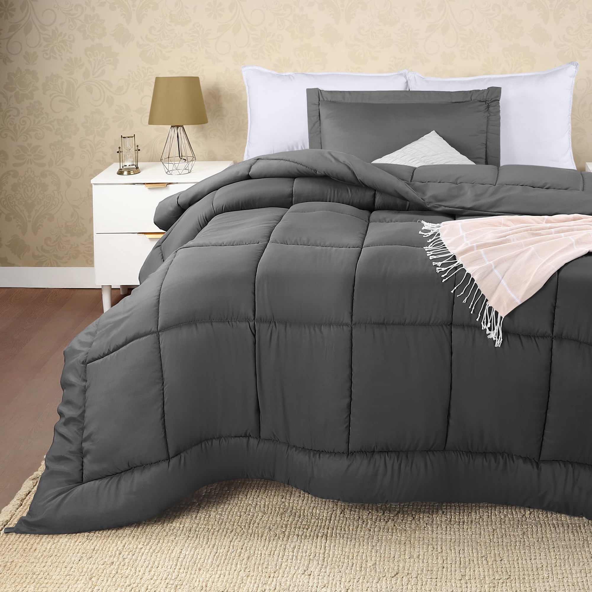 Utopia Bedding - Juego De Edredón King Size Plumón Alternativo Gris
