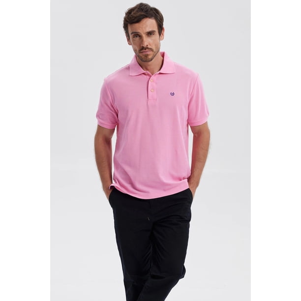 Polera Hombre Piqué Básica Lisa Rosado - V