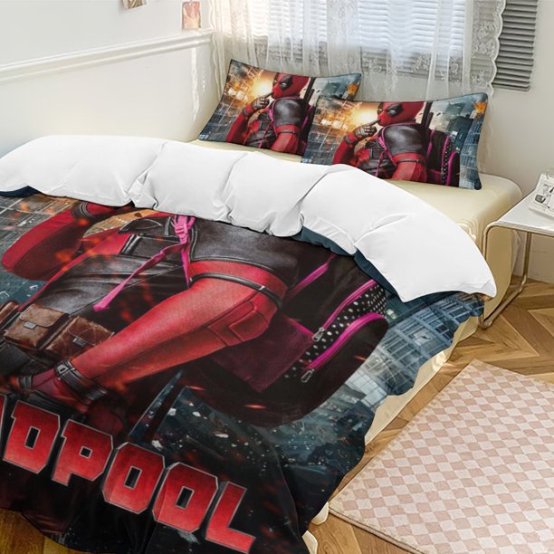 Iron Man Bedding Comforter Sets 3-Piece Bedding Set Soft Warm Bed Set for Bedroom All Season Bed Sheets