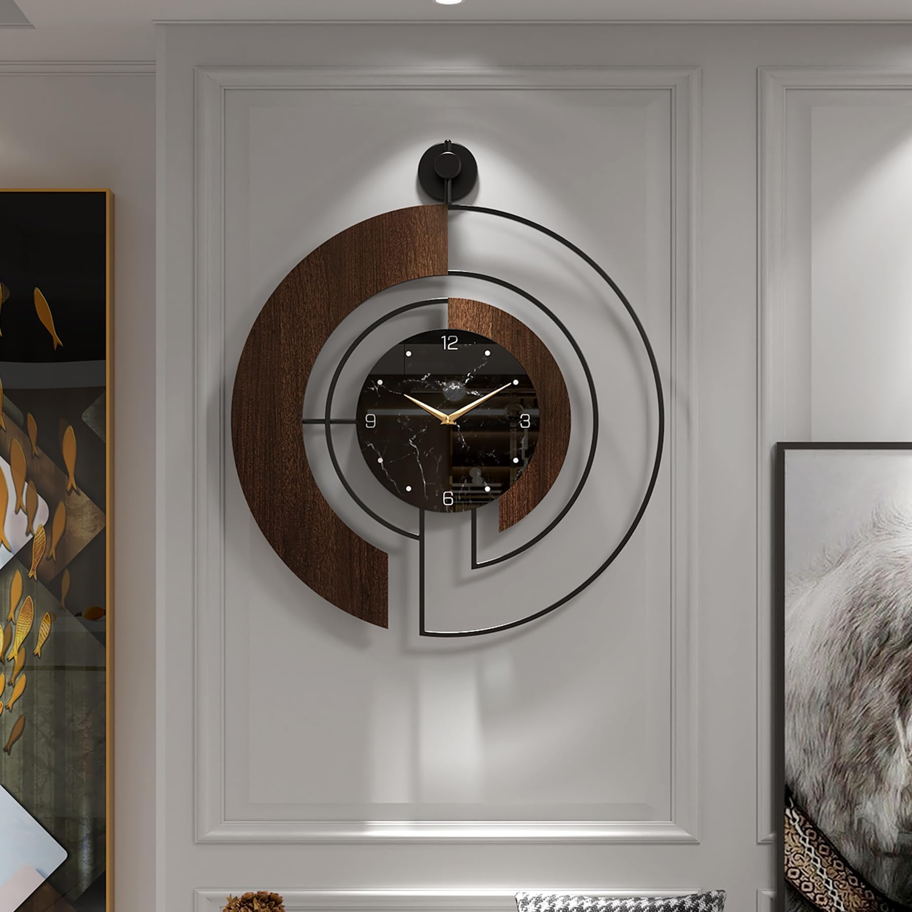 Reloj De Pared Viviflyse Mármol Nogal 56 Cm