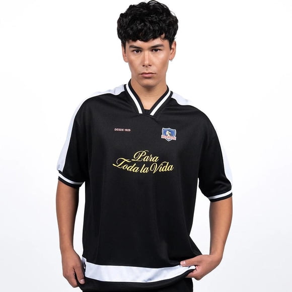 Polera Hombre Colo Colo Oversize "Para Toda la Vida" Negro y Blanco