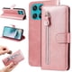 thumbnail image 2 of Funda tipo cartera para Motorola Moto G67 Power 5G con bolsillo con cremallera y ranuras para tarjetas – Función de soporte Rosa, 2 of 5