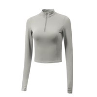 Samia - Poleron Crop Con Cierre Corto Gris S