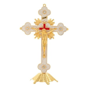 Genérico - Figura De Crucifijo Cruzado, Crucifijo Católico De Jesús Para Oraciones, Decoración Del Hogar, Altar C