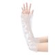 thumbnail image 4 of Guantes de malla floral de encaje para mujer INSPIRE CHIC con perlas, lazo y lunares, longitud de muñeca sin dedos para boda elegante, fiesta de noche Blanco10, 4 of 6