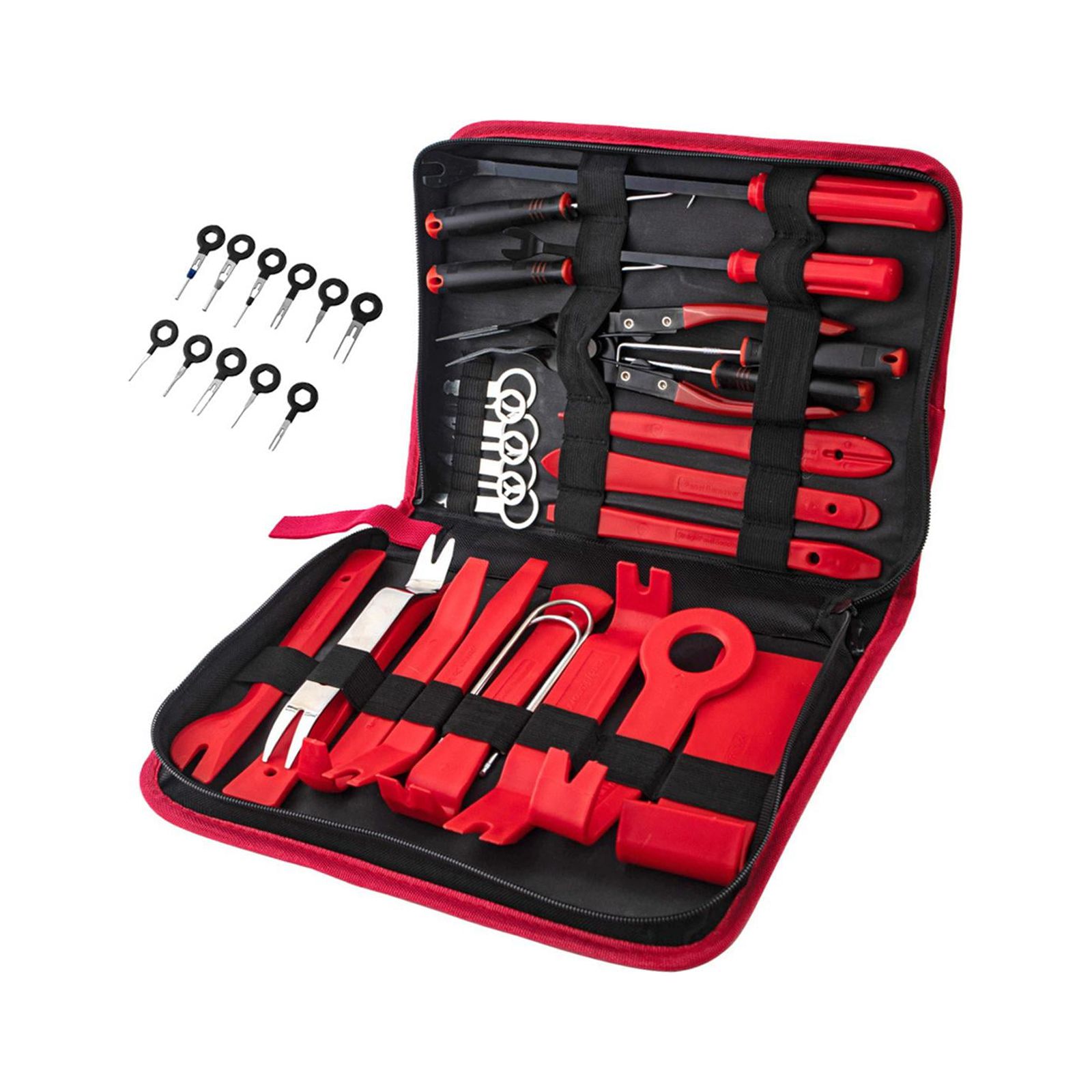 Magideal - 39 Uds. De Herramientas De Extracción De De Automóviles, Herramienta De Reparación De Automóviles Con Bolsa De Almacenamiento, Juego De , Rojo