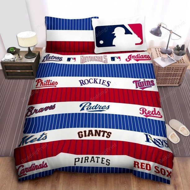 Mlb Baseball Quilt Duvet Cover Set Double Home Textiles Kids Super 3-Piece Bedding Set