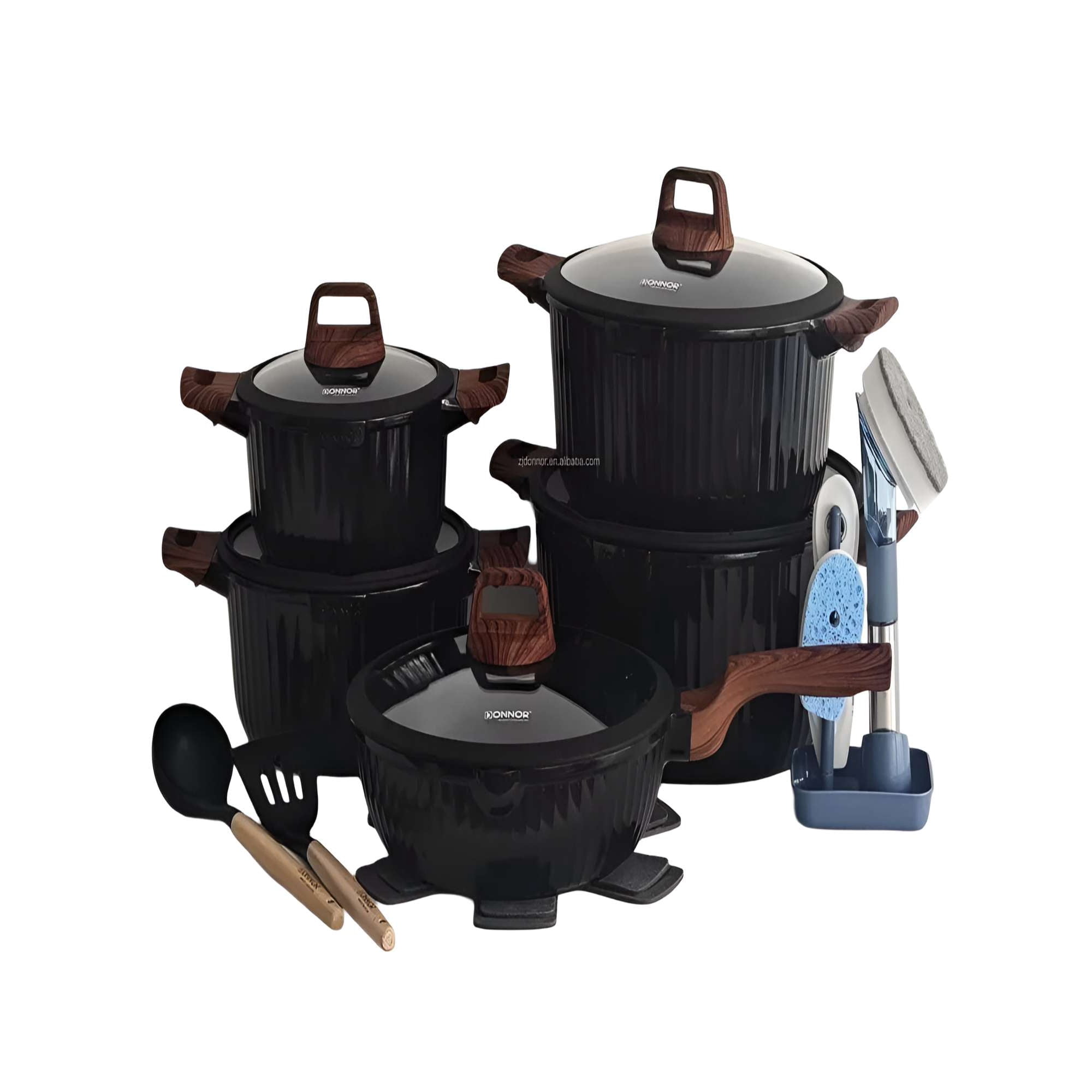 Genérico - Set De Ollas De Cocina 5 Piezas Negro