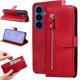 thumbnail image 4 of Funda tipo cartera para Samsung Galaxy S26 con bolsillo con cremallera y ranuras para tarjetas – Función de soporte Rojo, 4 of 5