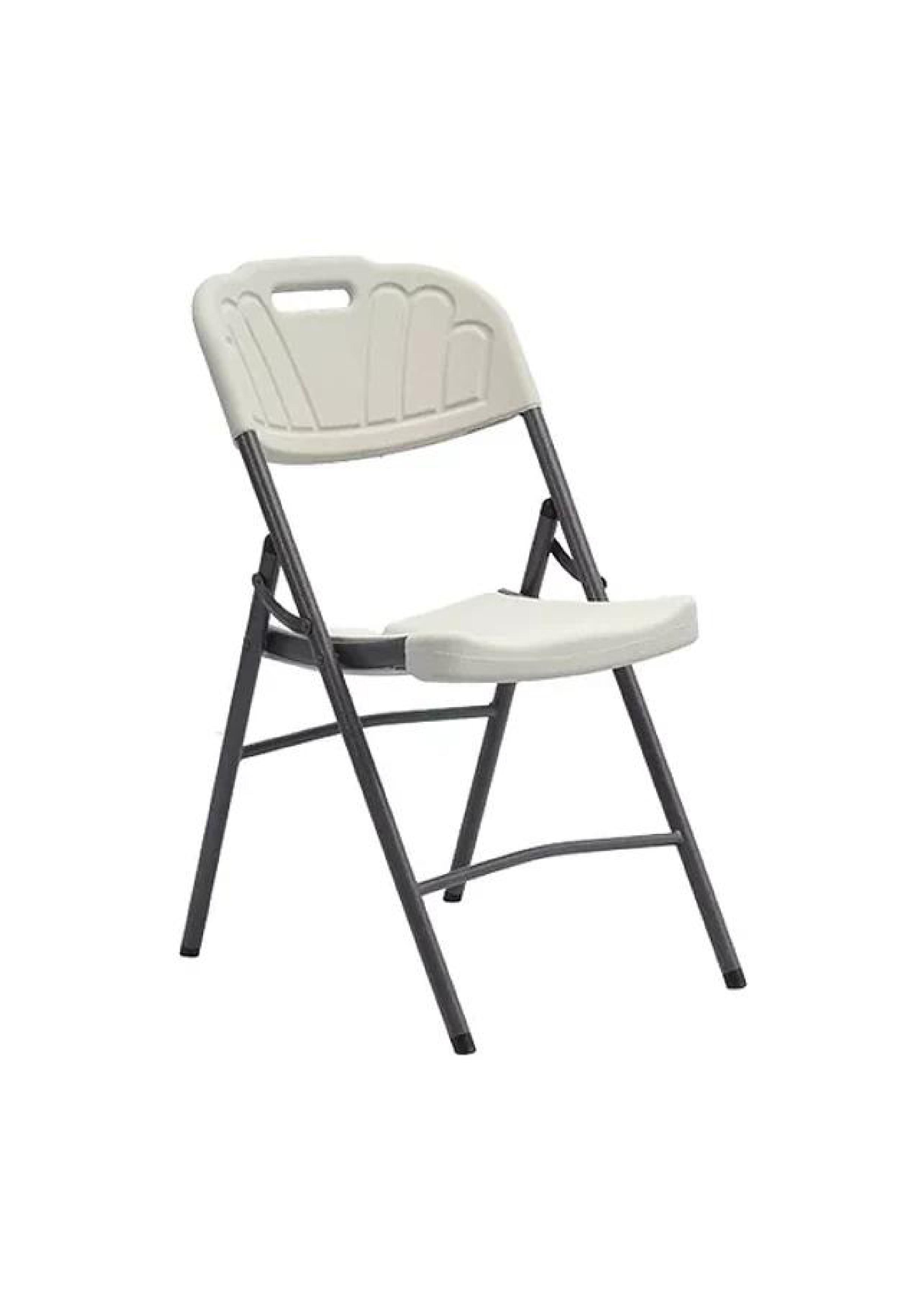 Silla Plegable. - Silla Plegable De Plástico Resistente Y Hierro Blanca