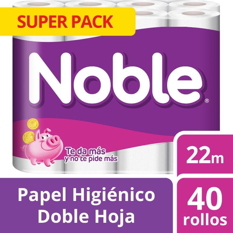 Papel Higiénico Doble Hoja 22 M 40 Un Noble