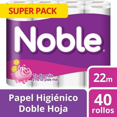 Papel Higiénico Doble Hoja 22 M 40 Un Noble