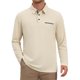 thumbnail image 1 of INSPIRE CHIC Camisas Polo de Manga Larga con Bolsillo y Cuello en Contraste para Hombre S Beige, 1 of 6