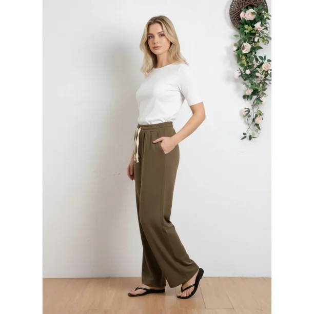 Pantalón Mujer Recto Casual Primavera Verano Algodón Tiro Alto 318