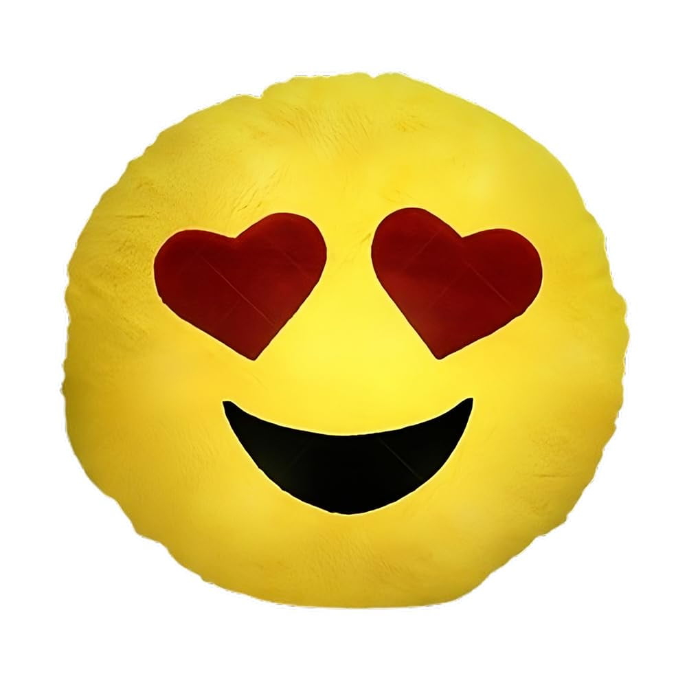 Blinkee - Almohada Decorativa Con Forma De Corazón Con Forma De Emojis Iluminados, 45 Cm