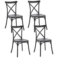 Moboi - Pack 4 Sillas Crossback Negra Apilable
