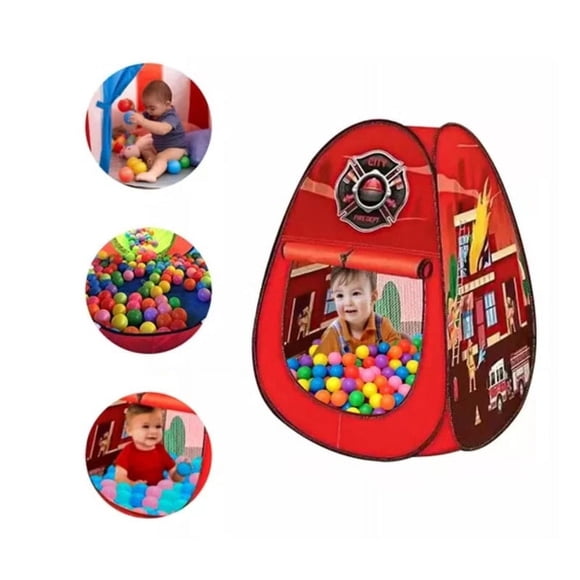 Carpa Infantil Piscina De 100 Pelotas Bomberos Juego Niños