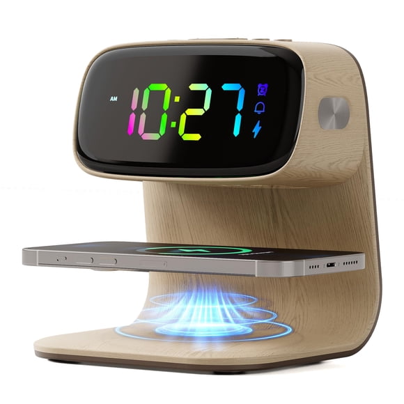 Despertador + cargador inalámbrico de 15 W + lámpara de noche YIDPU